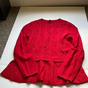 Talbots Petite Women Size LP Red Sweater Skirted Sweater